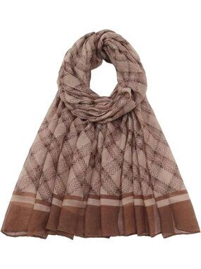 Women's Brown Stylish Cover Hijab Cotton Voile Wrap for Spring Fall Scarf Shawl